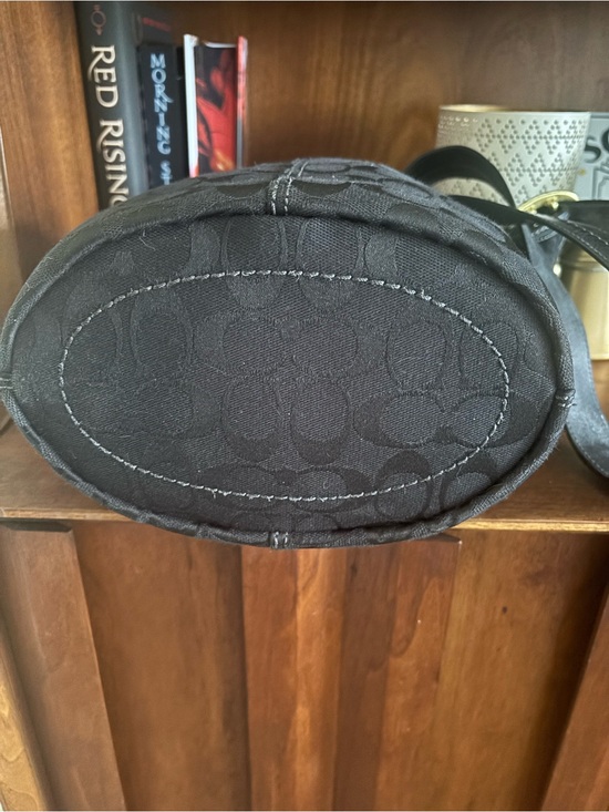 Coach 2007 Bleecker Bucket Bag Signature Black Canvas and Leather